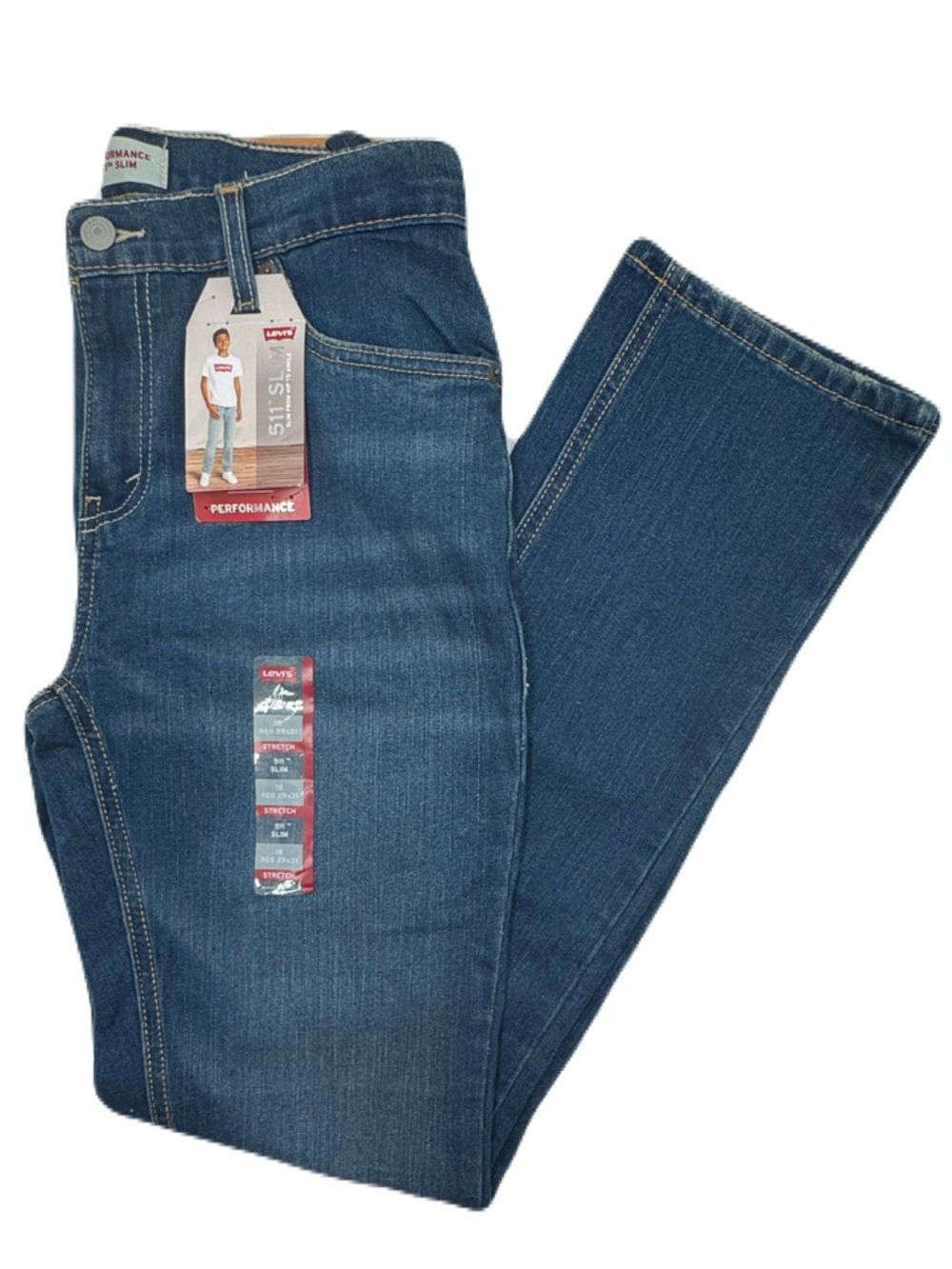 Levi's Dark Blue Performance Slim Fit Stretch Jeans 29/31 Size 18 Boys Youth